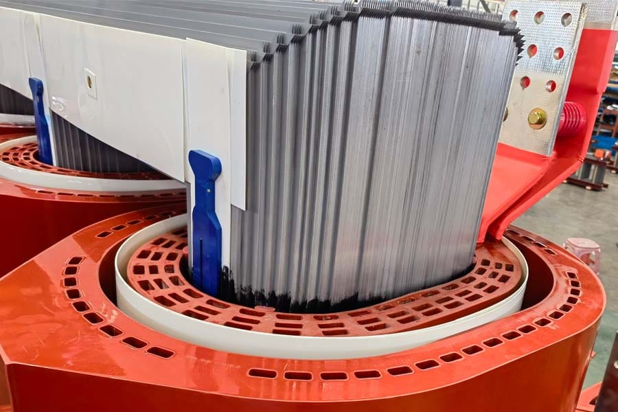 6300kVA dry-type transformer cast winding ventilation duct detail during core assembly — Zhongxin General