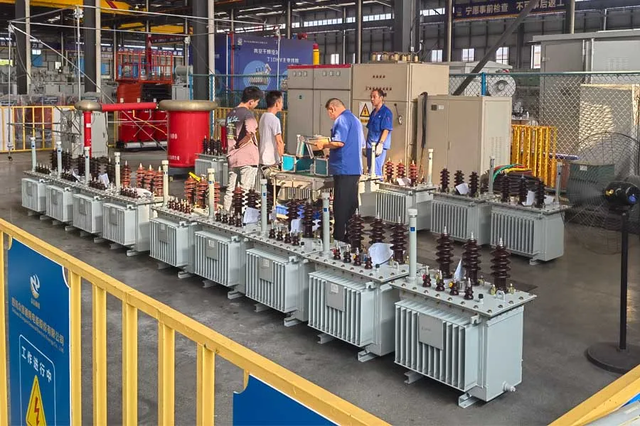 Batch of 315kVA 10kV oil-immersed distribution transformers under testing at Zhongxin General test centre view 2