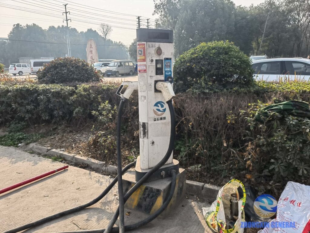 Charging pile equipment after 5 years of intensive use serving heavy-duty electric trucks at industrial site