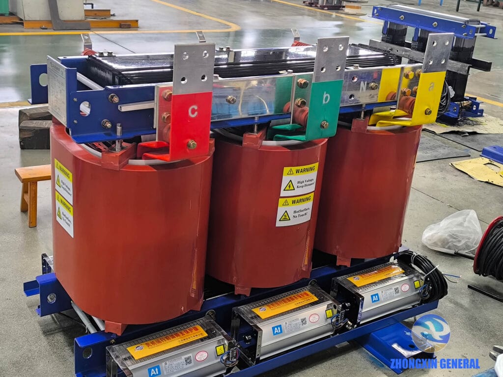 Complete 1250kVA dry-type transformer ready for shipment to Europe before packaging