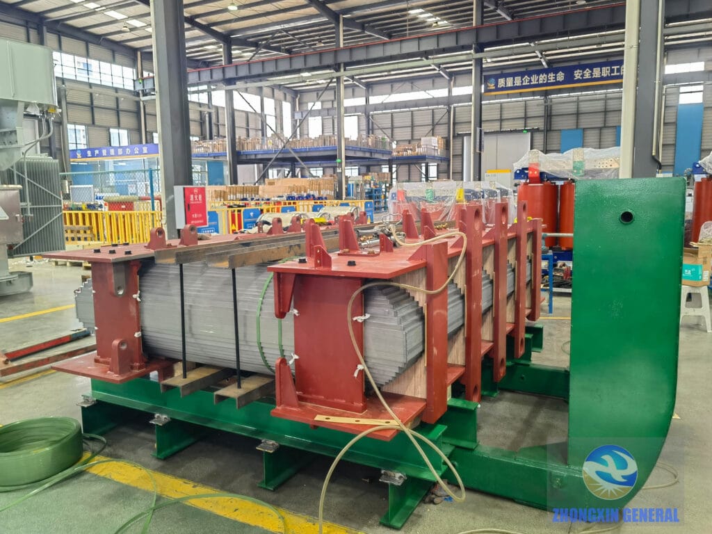 SZ20-31500/35 OLTC transformer core stack with clamping frames and insulating wood — Zhongxin General factory