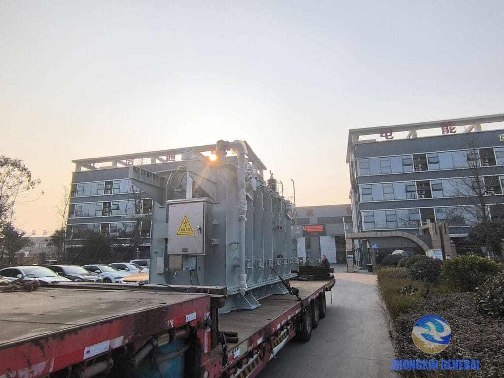 ZHONGXIN GENERAL factory gate SZ20-31500/35 OLTC transformer ready for departure January 2026