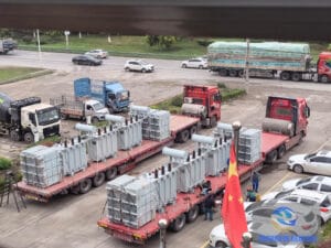 6300 kVA oil-immersed transformer post-loading tie-down and securing for long-distance transport to Xinjiang