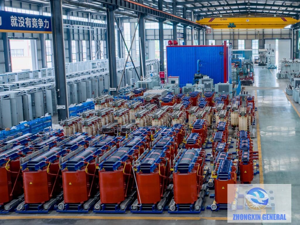 Zhongxin General dry-type transformer finished products stored in the temporary warehouse, ready for delivery