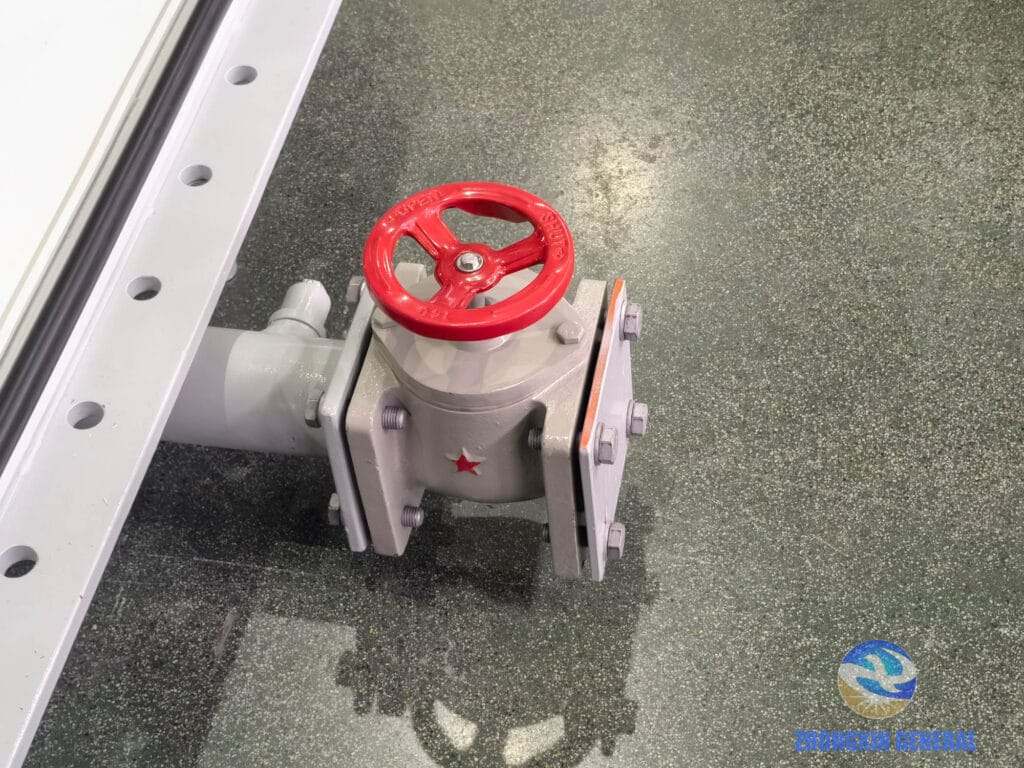 Oil drain valve detail on transformer tank — 16,000 kVA 35kV OLTC power transformer, Zhongxin General