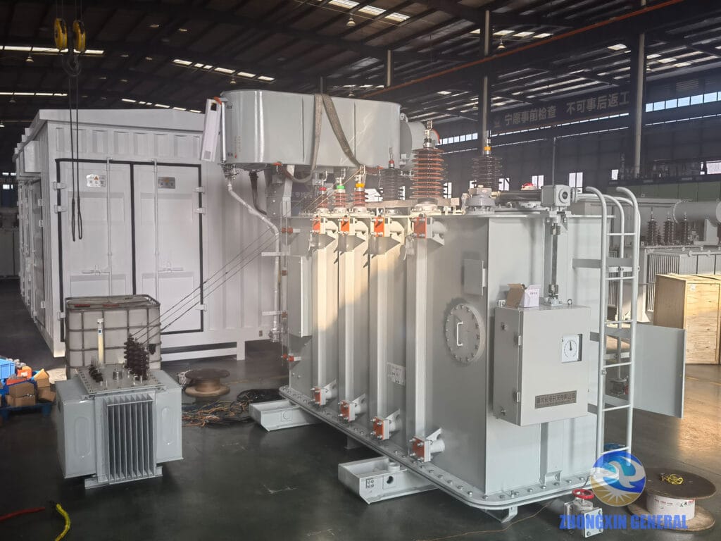 Factory acceptance test preparation — 16,000 kVA 35kV OLTC oil-immersed power transformer, Zhongxin General