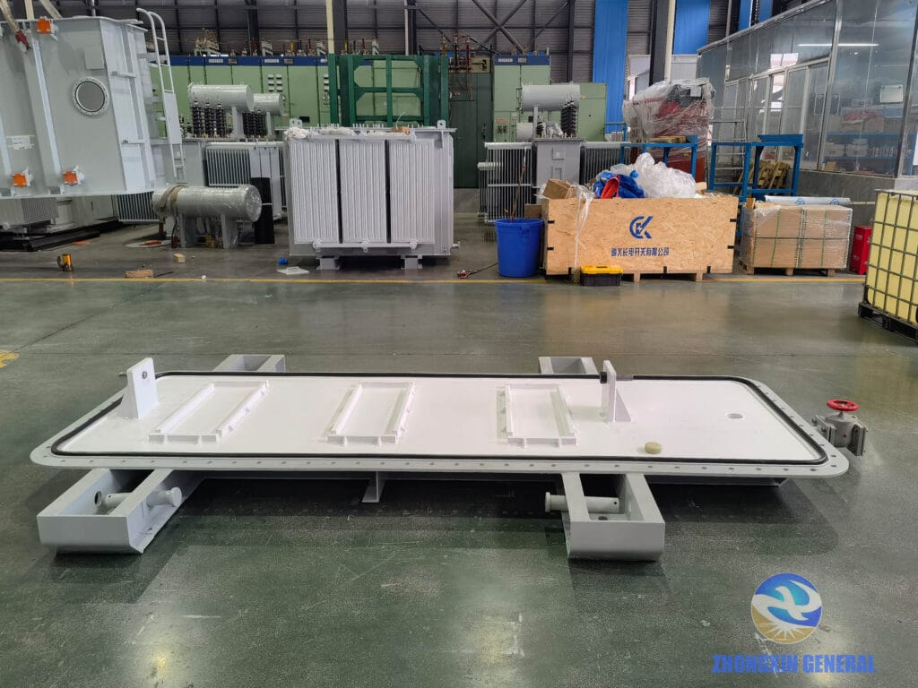 Tank base structure detail — 16,000 kVA 35kV OLTC oil-immersed power transformer fabrication, Zhongxin General