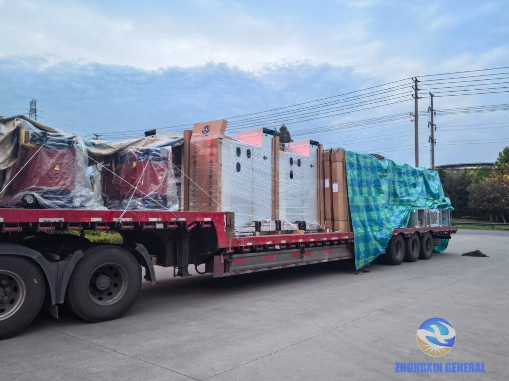 KYN28-12 switchgear and SCB18 dry-type transformers with waterproof covering — Zhongxin General dispatch Zigong April 1 2026