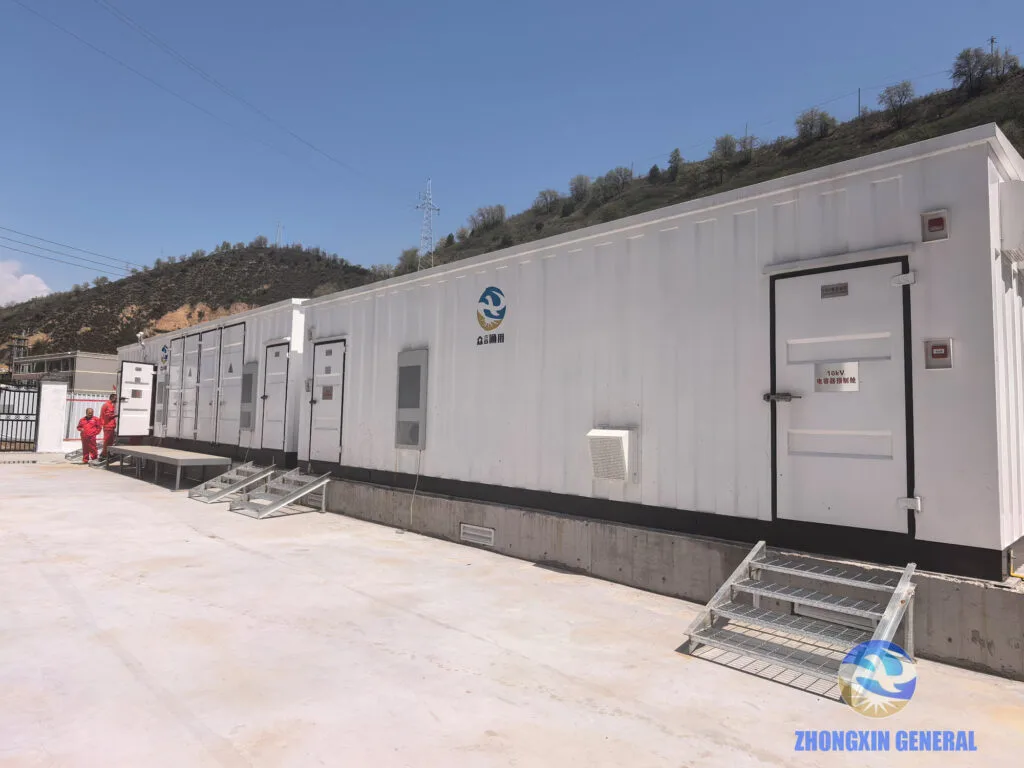 Prefabricated substation module rows exterior view — Yichuan LNG energy project Yan'an Shaanxi Zhongxin General
