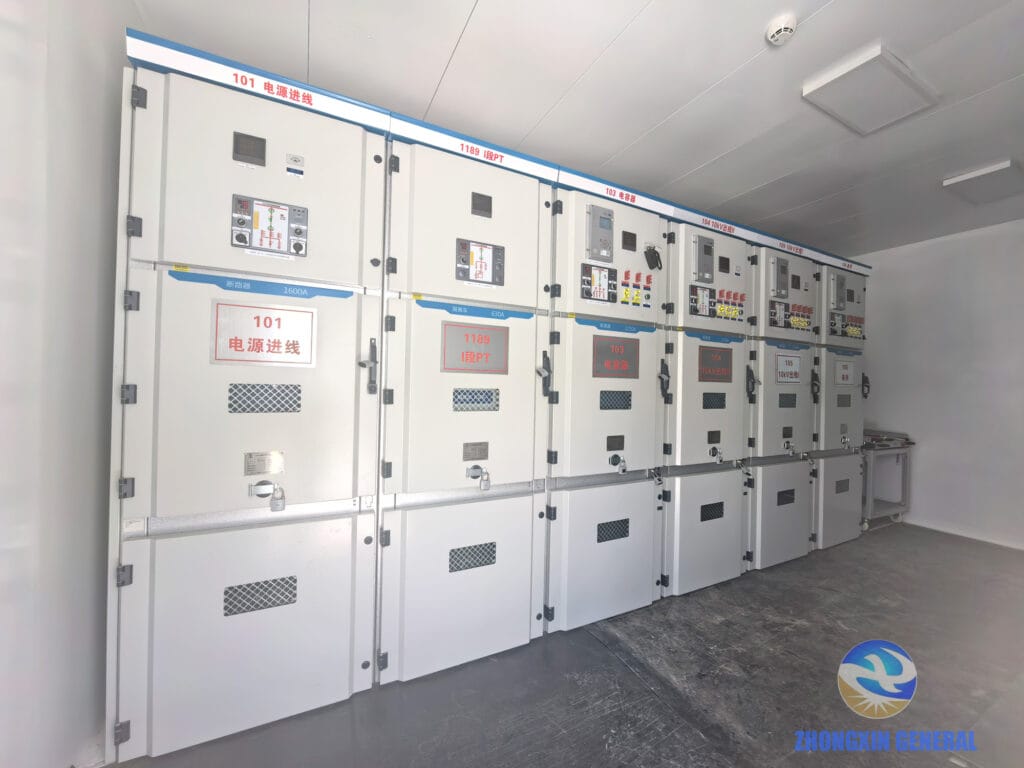 Distribution switchgear inside prefabricated substation module — Yichuan LNG Zhongxin General