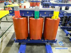 1000 kVA cast resin dry-type transformer complete unit low-voltage terminal end — LV copper busbar output connections Zhongxin General