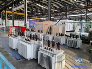 Completed core and coil active part of a 100 kVA oil-immersed distribution transformer, ready for tank assembly, Zhongxin General Sichuan facility.