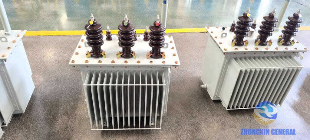 Completed 100 kVA oil-immersed transformer core and coil assembly — active part close-up Zhongxin General