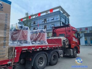 Two 1600 kVA all-copper cast resin dry-type transformers loaded on trucks for domestic delivery — Zhongxin General Sichuan factory
