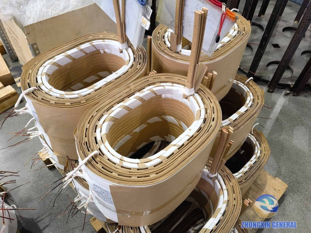 Close-up of HV and LV winding top detail — 200 kVA oil-immersed transformer Zhongxin General