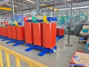 2500 kVA SCB14 cast resin dry-type transformer undergoing factory acceptance test in test bay — Zhongxin General