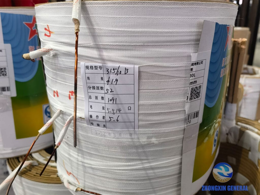 Lead wire detail on 315 kVA oil-immersed transformer active part — Zhongxin General