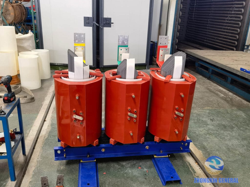 Final assembly of 3600 kVA cast resin dry-type transformer — core-coil integration Zhongxin General factory