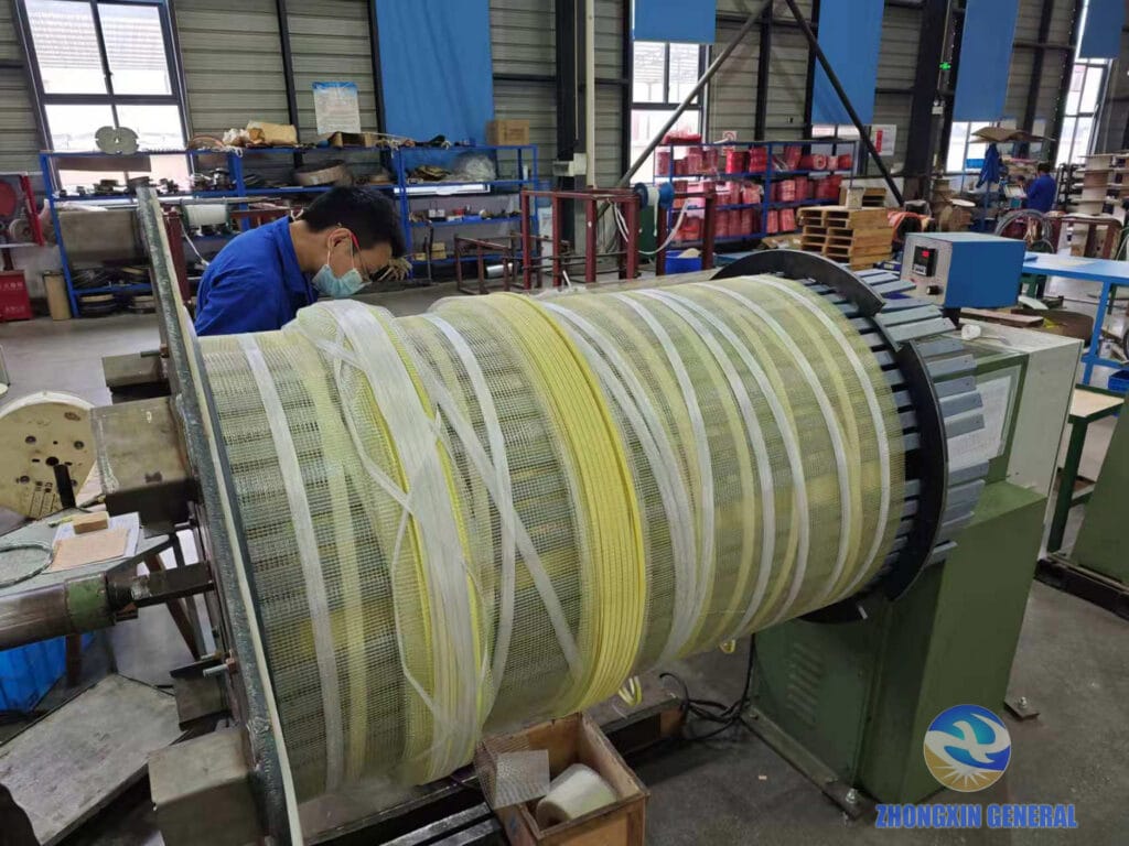 High-voltage winding coil in production for 5000 kVA cast resin dry-type transformer — Zhongxin General