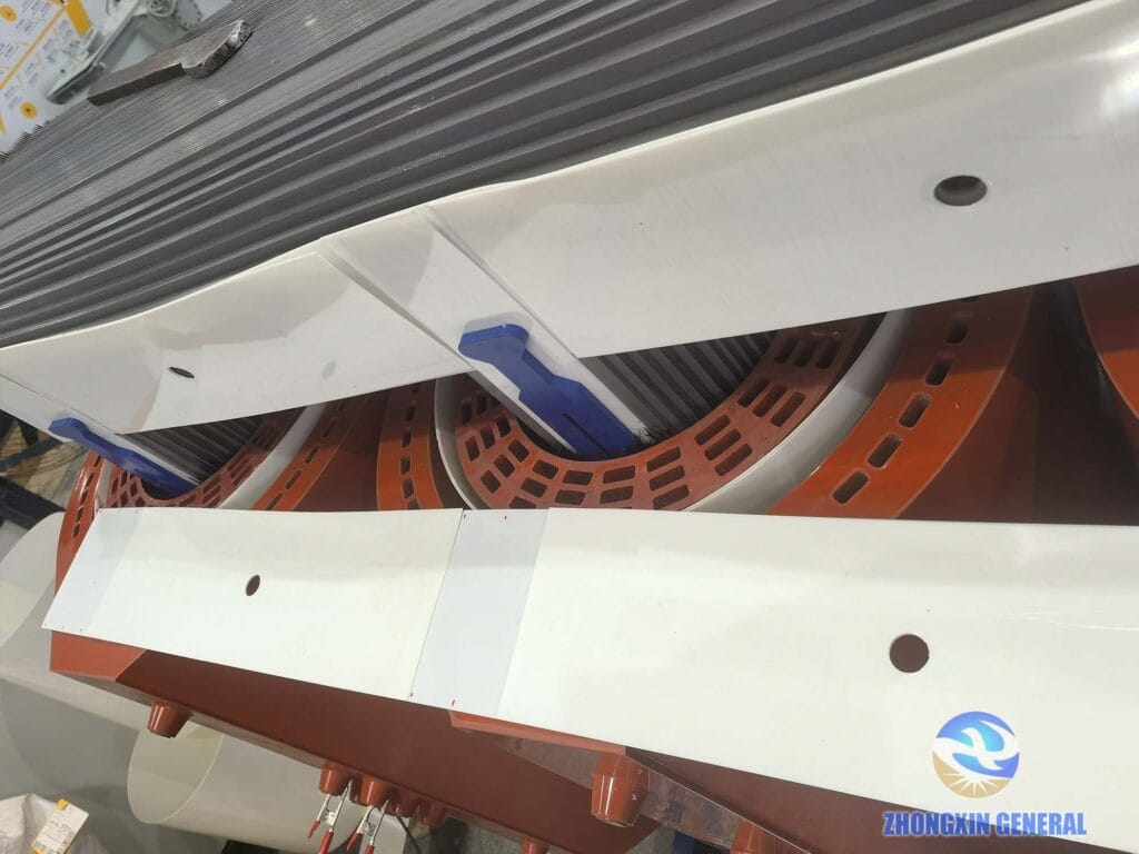 Internal detail of high-voltage and low-voltage windings of 6300 kVA cast resin dry-type transformer — Zhongxin General