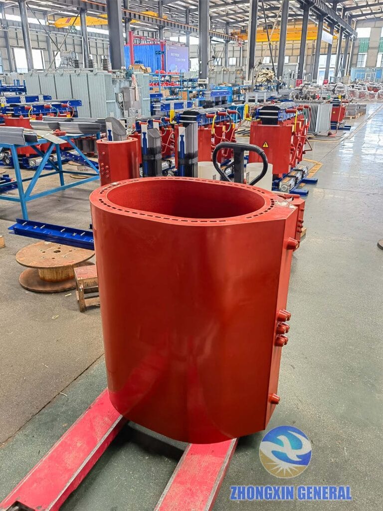 Completed demoulded low-voltage winding coil of 6300 kVA cast resin dry-type transformer — Zhongxin General manufacturing