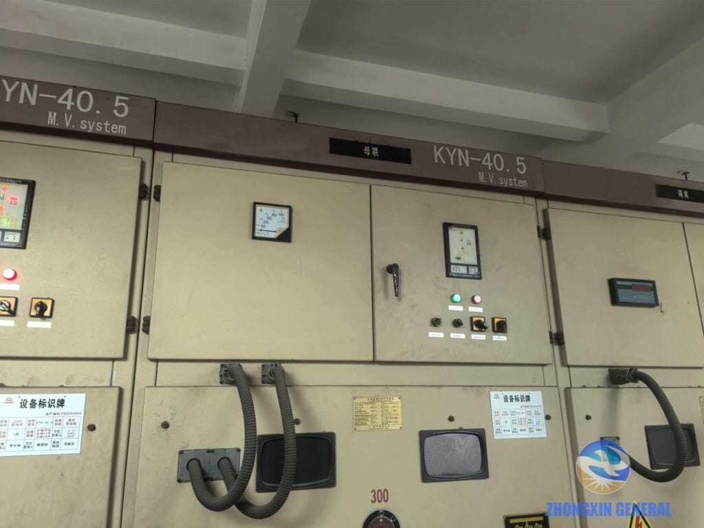 35kV switchgear panels at Panzhihua Hongtu Chemical installed 2007 still operational after 18 years — Zhongxin General site visit April 2026