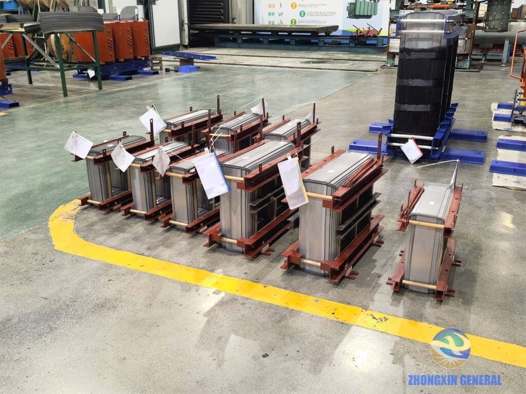 Completed silicon steel core assemblies for oil-immersed distribution transformers — Zhongxin General factory batch production