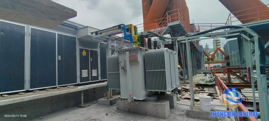 S13-3500/35 No.1 transformer HV ground incoming cable LV outgoing busbar and connection to distribution panel — Shunhong Environmental substation Sichuan