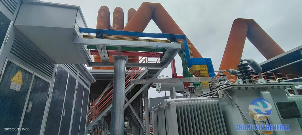 S13-3500/35 No.1 transformer low-voltage busbar connection to distribution panel — 400V LV side detail Shunhong Environmental substation