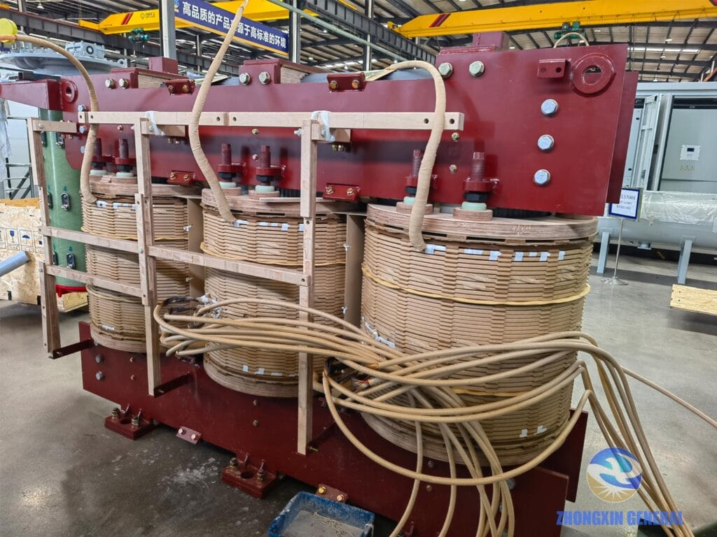 Close-up of a completed 10000kVA oil-immersed transformer winding Title: 10000kVA Transformer Winding Close-Up