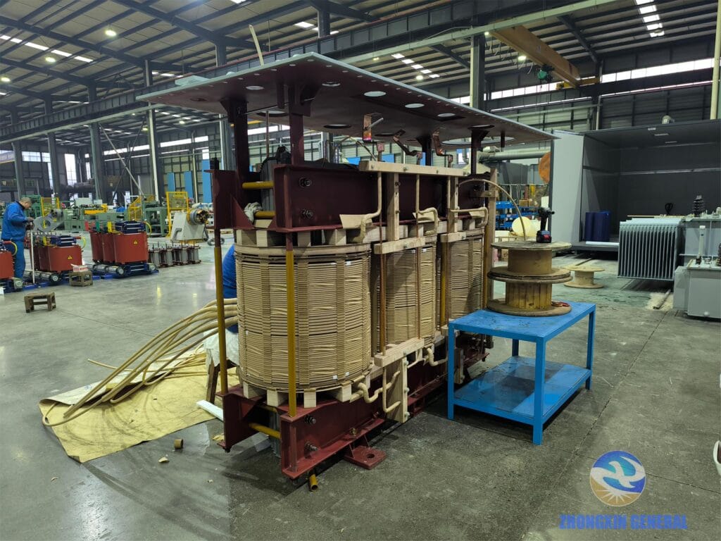 Low-voltage end of a 10000kVA oil-immersed transformer winding Title: 10000kVA Transformer LV Winding End