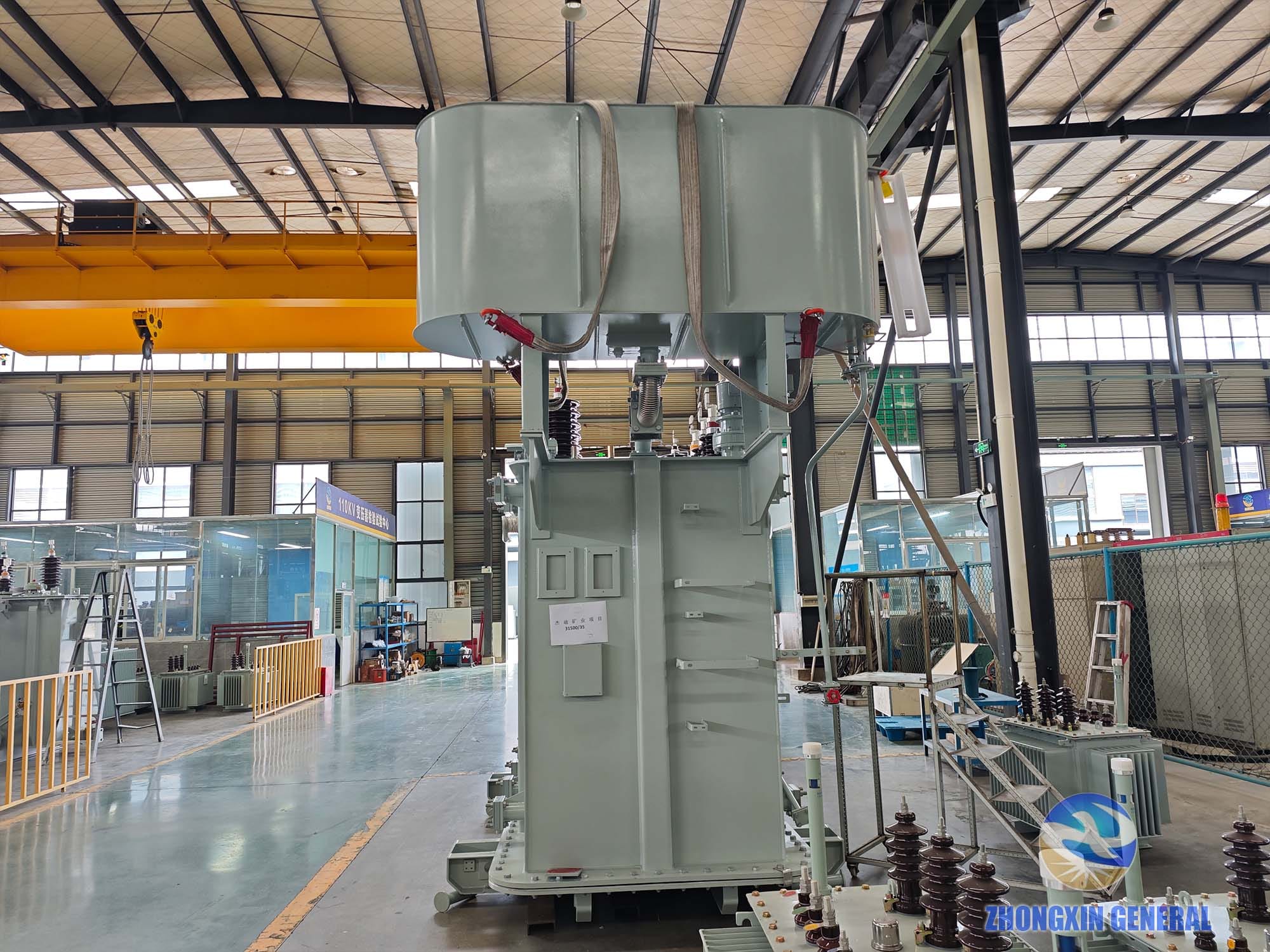31500kVA transformer conservator tank side view — oil level gauge and breather Zhongxin General