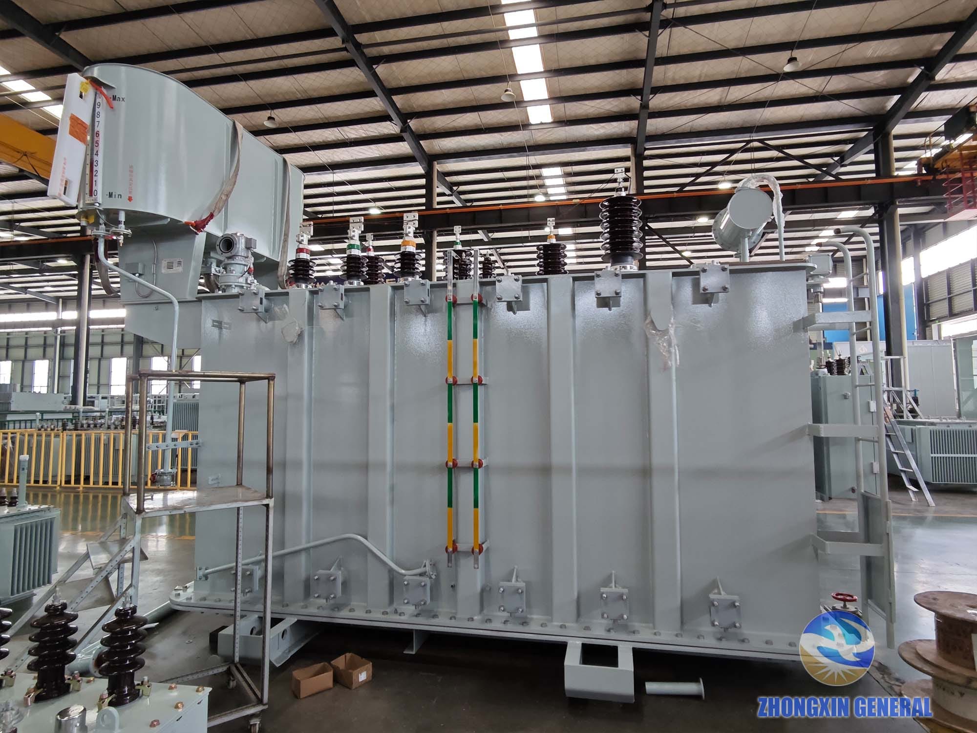Completed 31500kVA transformer LV side view — 10.5kV bushings Zhongxin General