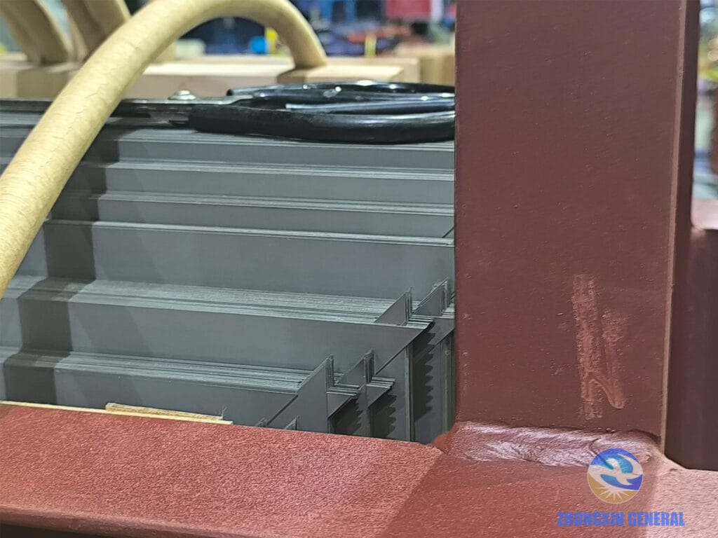 Silicon steel core lamination stacking close-up on 6300 kVA oil-immersed transformer — Zhongxin General