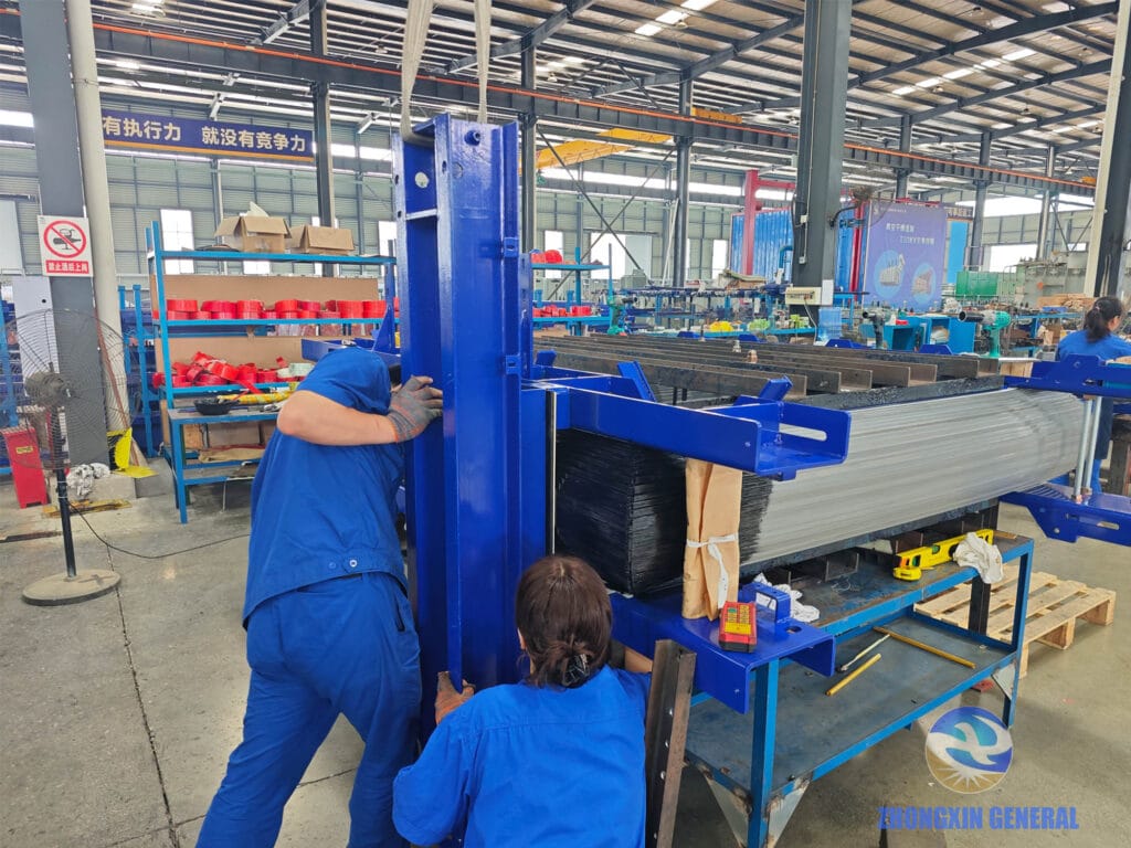 Clamped transformer core ready for winding assembly