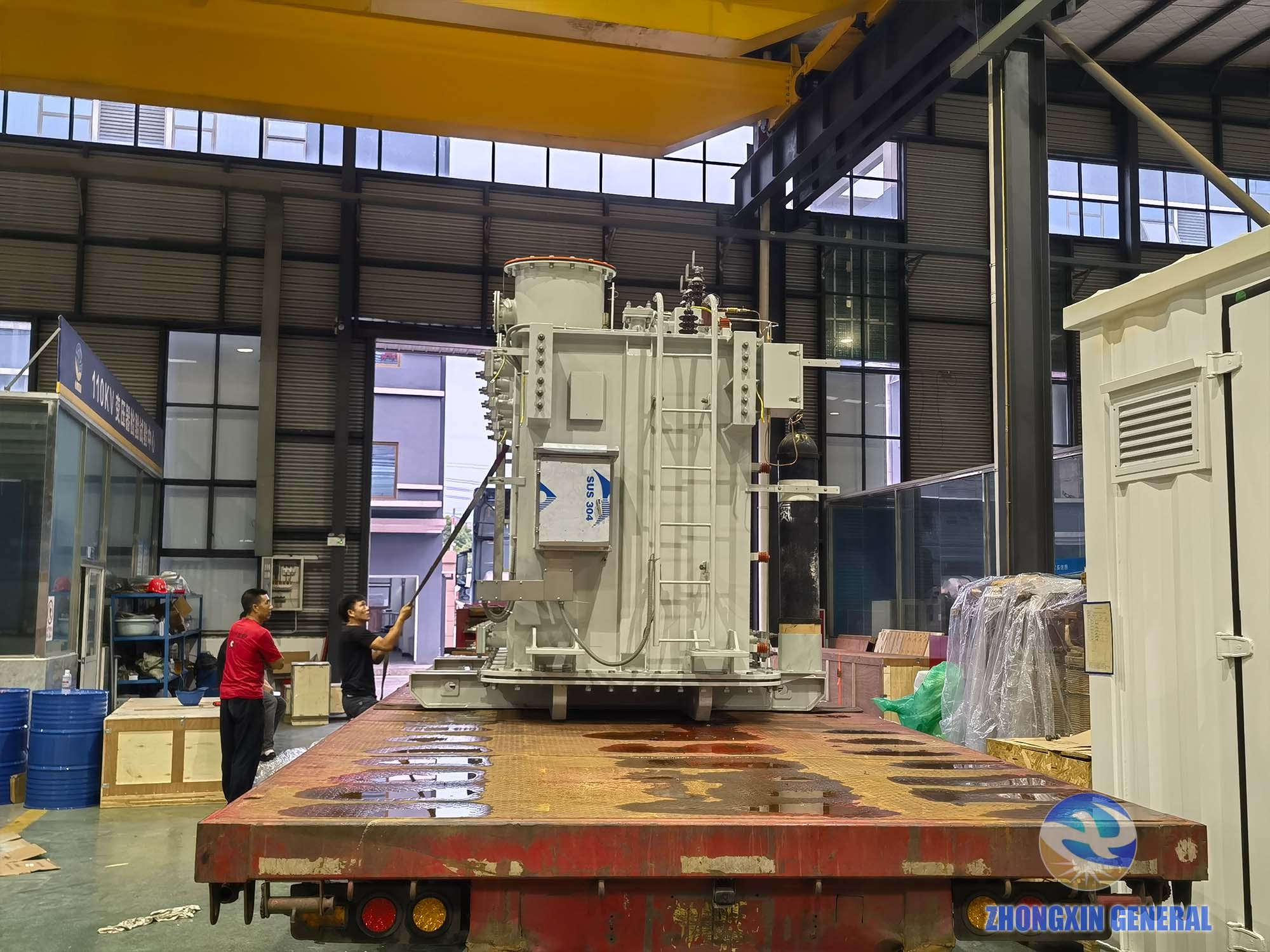 8000kVA transformer operation side with stainless steel control box and nitrogen cylinder — Zhongxin General