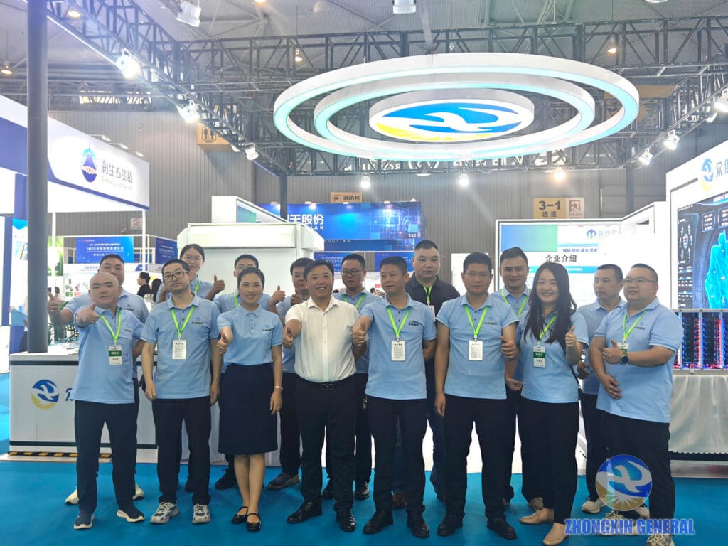 General Manager Zhang Shaokuan with the marketing team at the booth