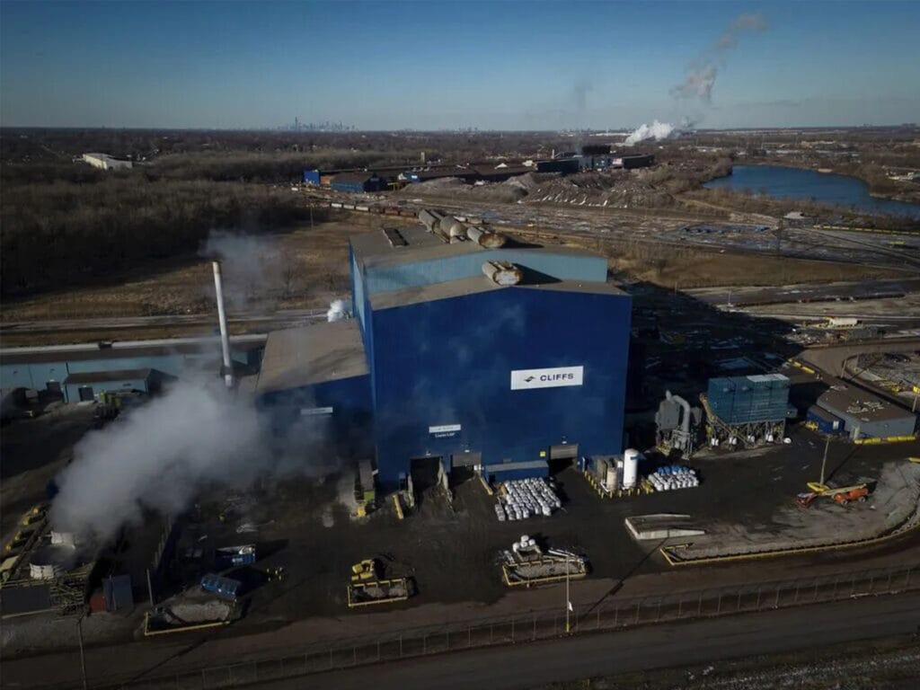 Aerial view of Cleveland-Cliffs Butler Works silicon steel plant in the United States