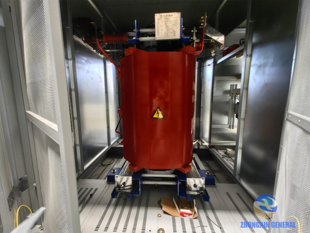 Dry-type transformer inside box-type substation transformer compartment