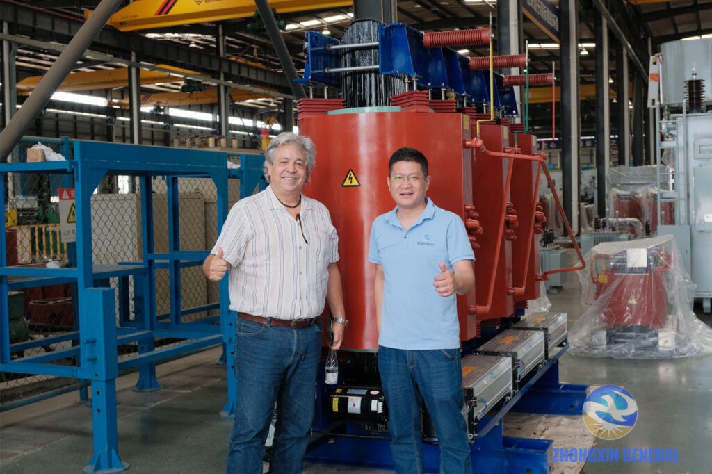 Israeli client visiting Zhongxin General workshop with 8000kVA transformer