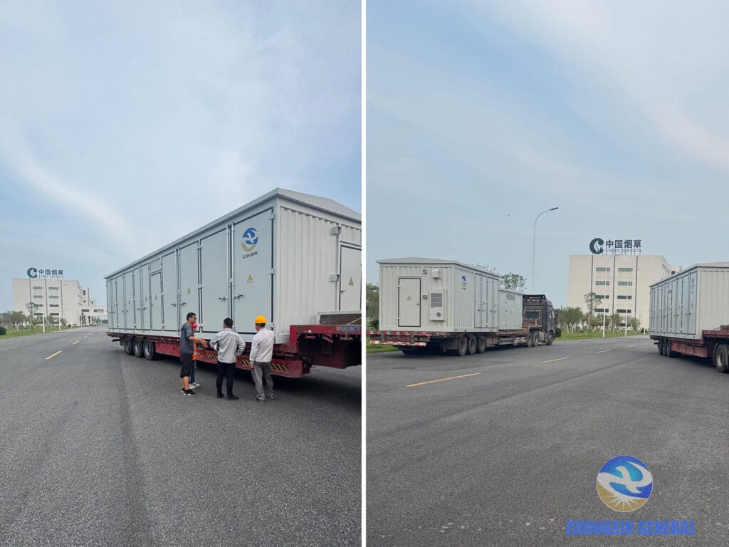 Two prefabricated modules and a box-type substation arrived on-site at the distributed photovoltaic project — Shifang, Sichuan
