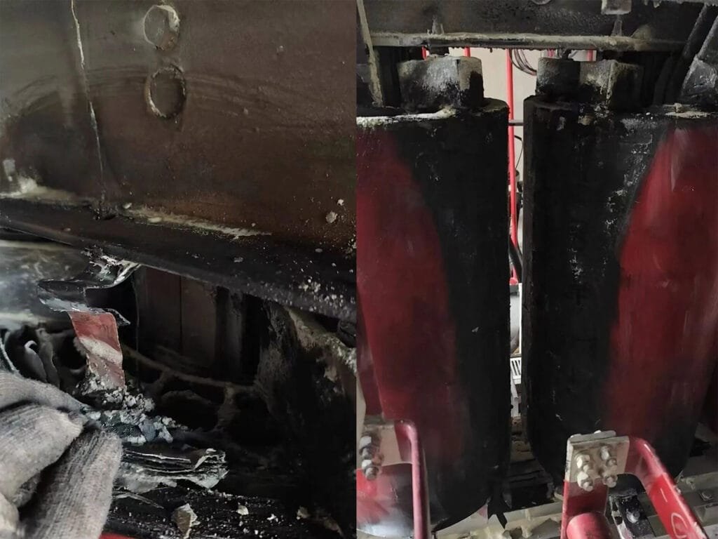 dry type transformer explosion damage iron core blackened