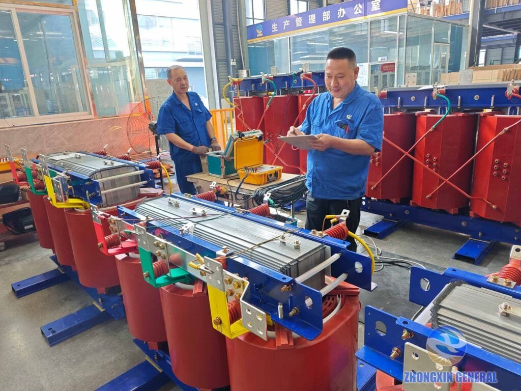 Cast resin dry transformer factory inspection with test data recording