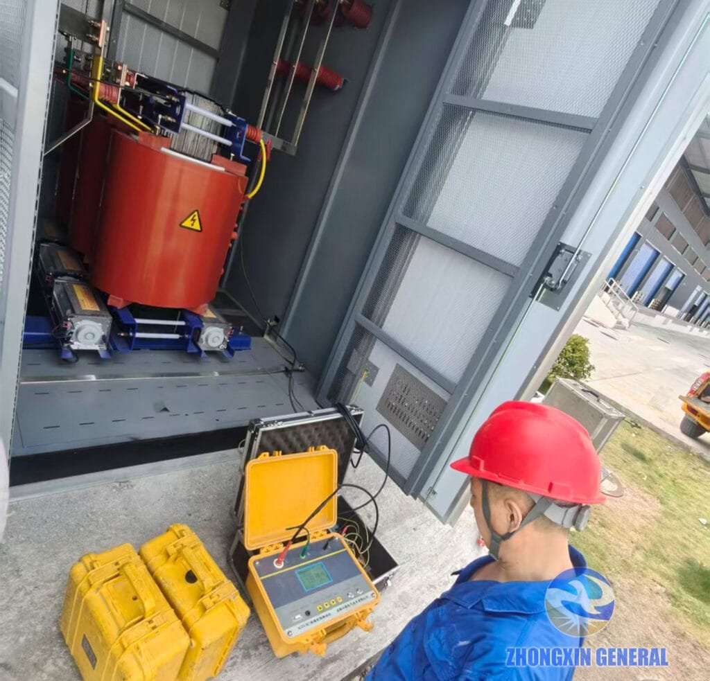 Dry type transformer insulation & DC resistance handover test inside box substation