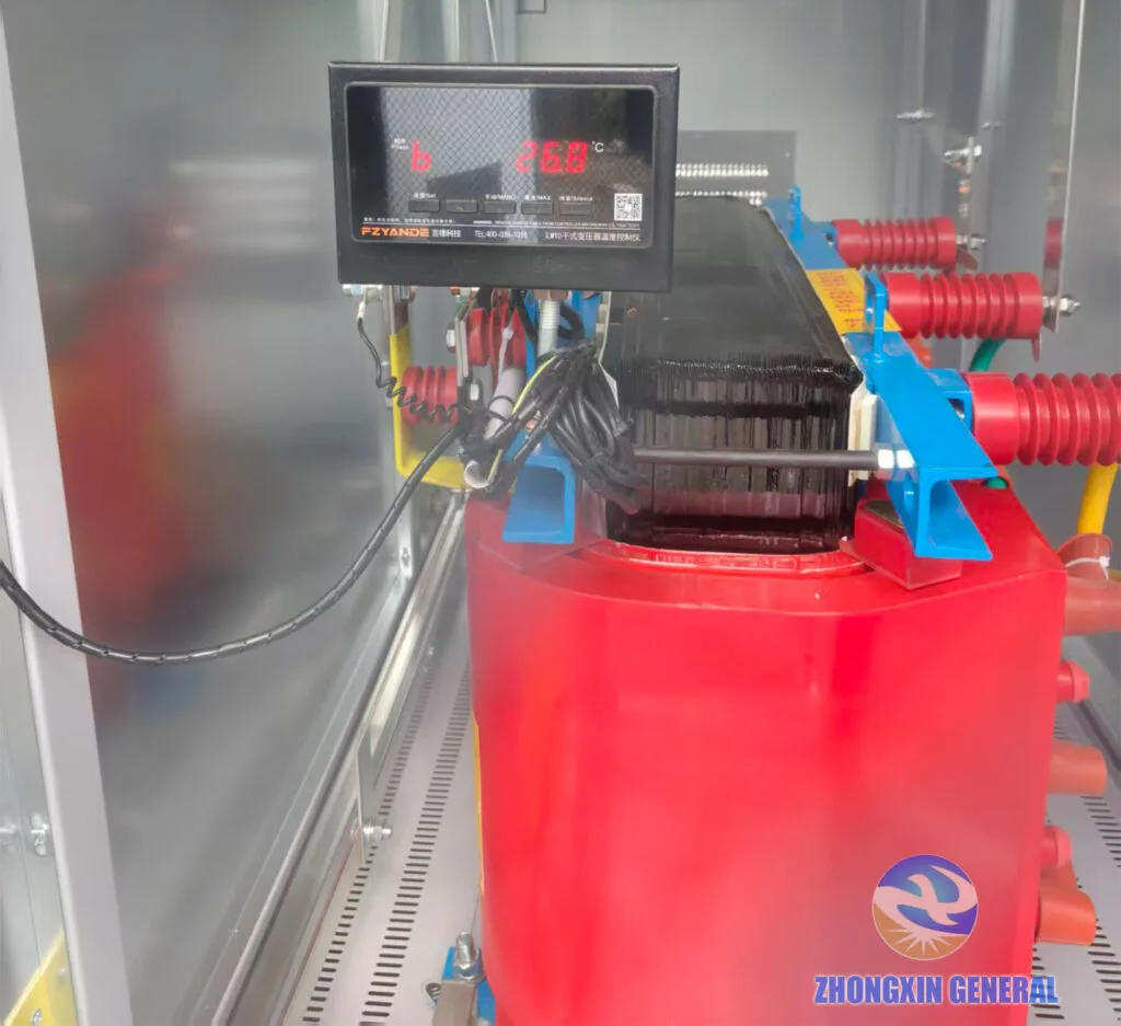 dry‑type transformer temperature controller showing winding temperature 26.8℃ for on‑site maintenance monitoring