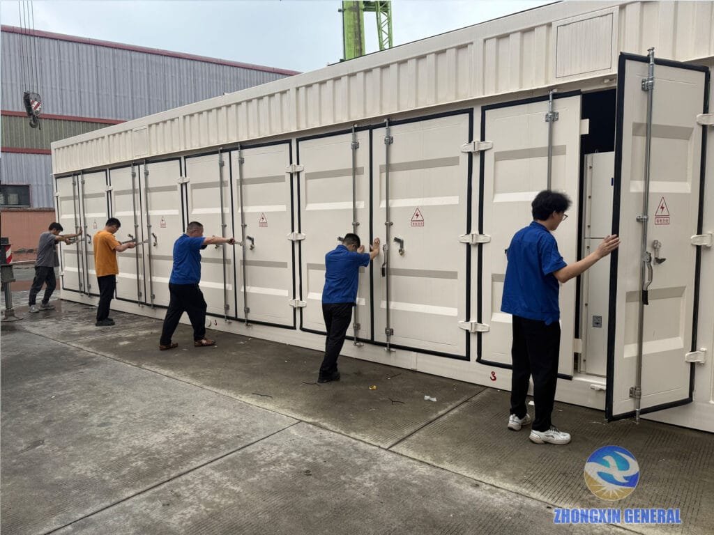 Prefabricated cabin doors closed and secured following completion of all checks