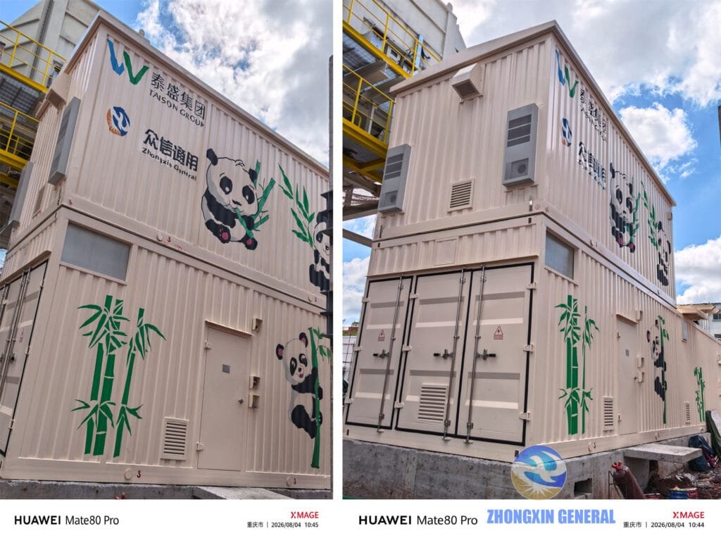 Two panda-themed prefabricated switchgear cabins arrived at the client's delivery site