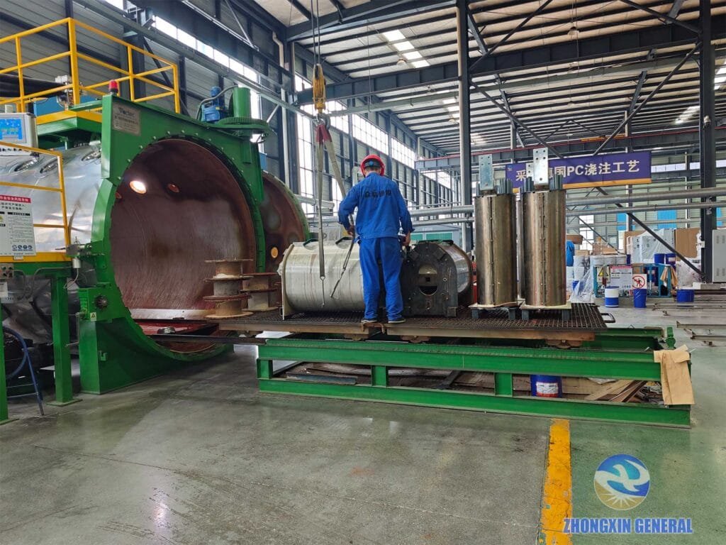 Vacuum casting machine inject resin then high temp curing