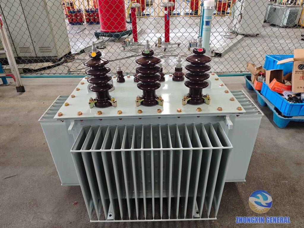 250 kVA oil‑immersed transformer finished unit rear view high‑voltage side