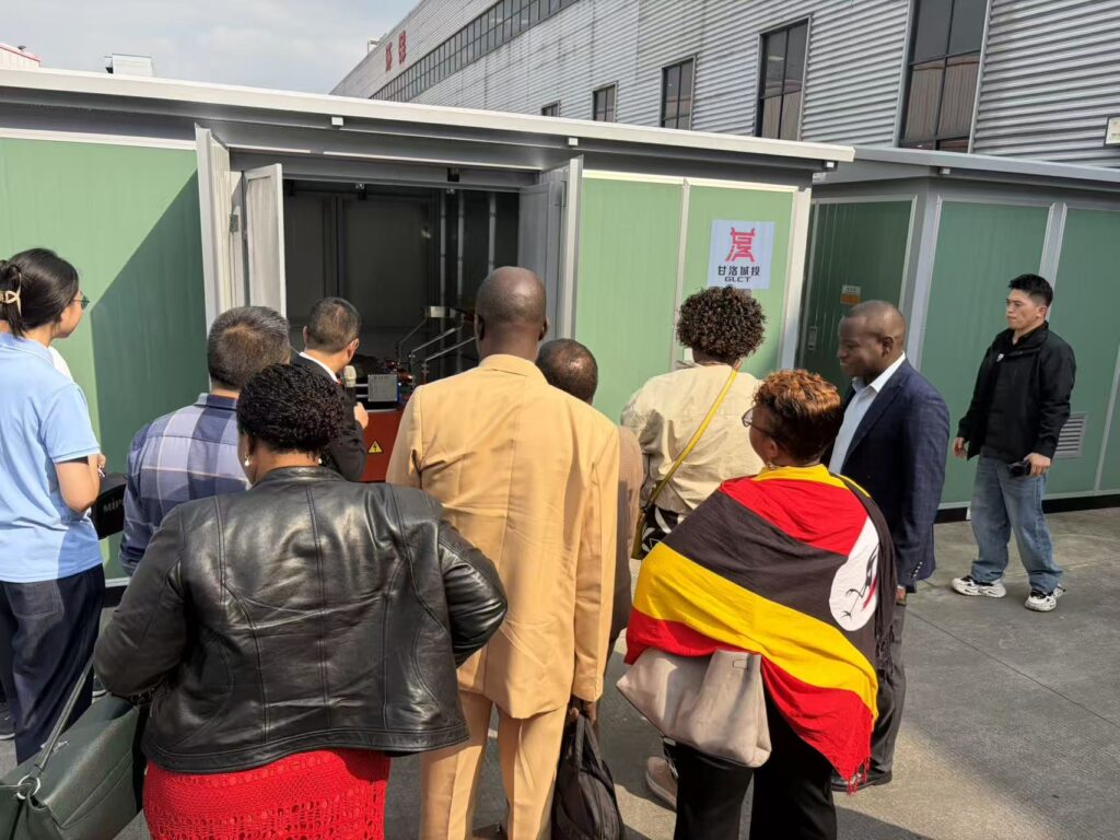 Ugandan delegation inspecting a compact prefabricated substation fitted with a 10/0.4 kV, 400 kVA dry-type transformer